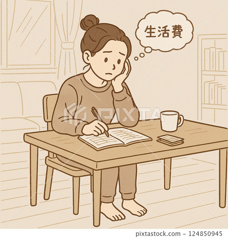 A woman holding a household account book A woman holding a household account book 124850945