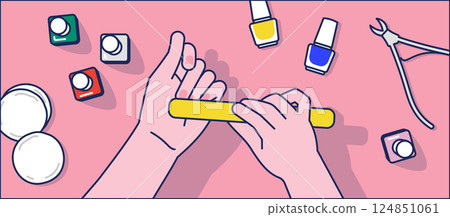 Self-care for nails. Subjective composition from above. 124851061