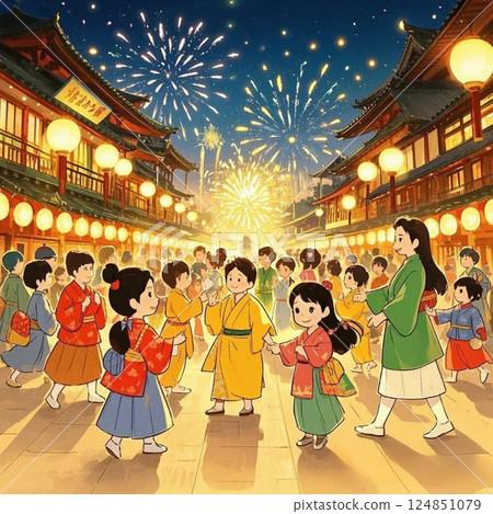 人們燃放煙火，享受節慶氣氛 124851079