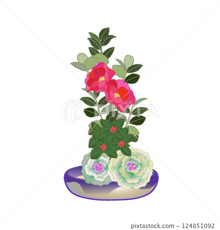 冬季插花插圖 124851092