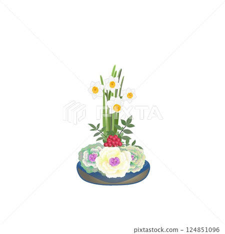 Winter flower arrangement illustration Winter flower arrangement illustration 124851096