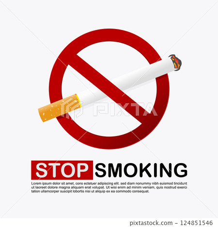 No smoking sign or icon. Ban on smoking banner for social media post 124851546