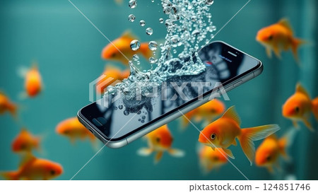 水下智慧型手機 124851746