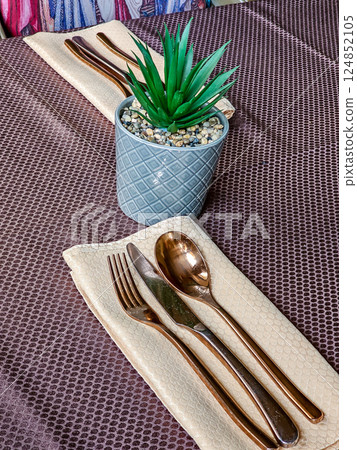 Elegant Table Setting: Forks, Spoons, and Perfect Service 124852105