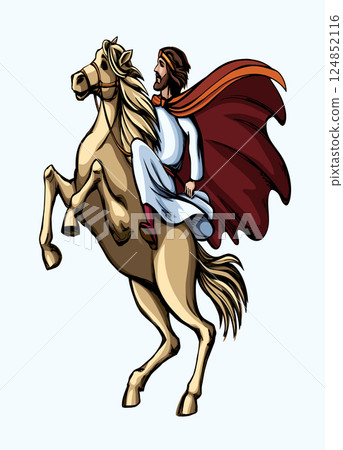 Vector drawing. Man on the horse 124852116