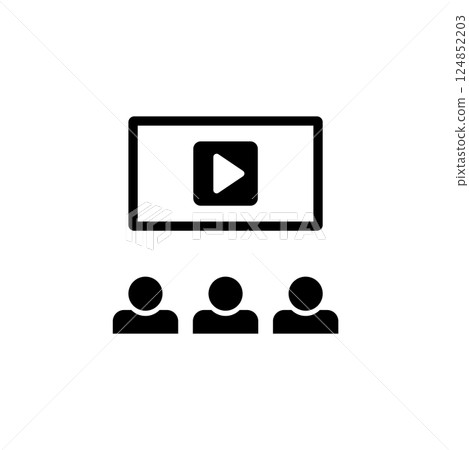 People Watching Movie, Cinema Theater Solid Flat Vector Icon Isolated on White Background People Watching Movie, Cinema Theater Solid Flat Vector Icon Isolated on White Background 124852203