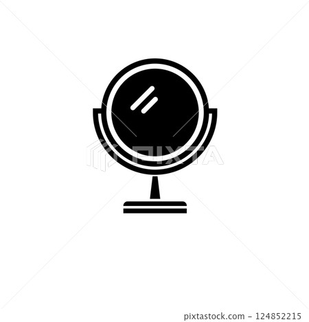 Woman Portable Cosmetic Makeup Mirror Solid Flat Vector Icon Isolated on White Background 124852215