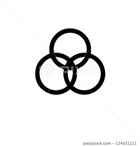 Borromean Three Rings, Optical Illusion Solid Flat Vector Icon Isolated on White Background 124852221