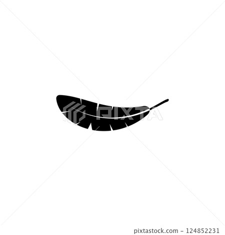 Bird Wing Feather, Nib Pen, Plumage Solid Flat Vector Icon Isolated on White Background 124852231