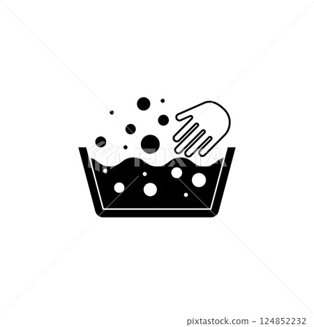 Hand Wash Laundering, Handwash in Basin Solid Flat Vector Icon Isolated on White Background 124852232
