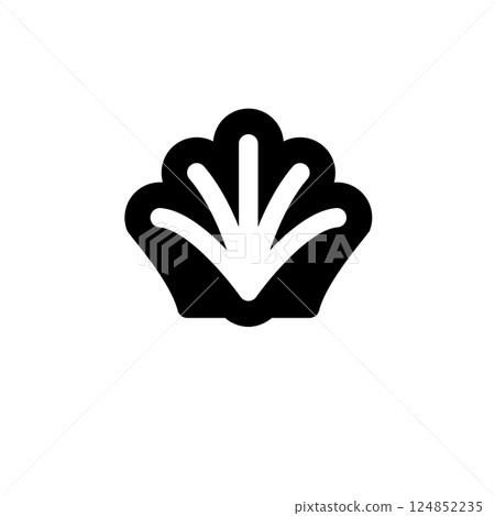 Scallop Seashell, Shellfish, Pearl Shell Solid Flat Vector Icon Isolated on White Background 124852235
