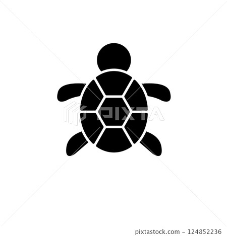 Sea Turtle, Tortoise, Marine Reptile Solid Flat Vector Icon Isolated on White Background 124852236