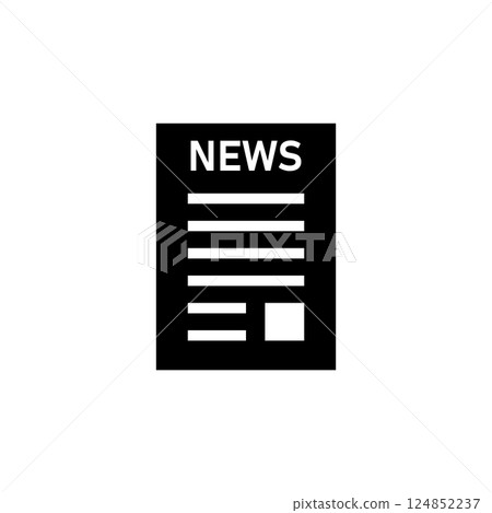 News File, Newspaper Page, Newsletter Solid Flat Vector Icon Isolated on White Background 124852237