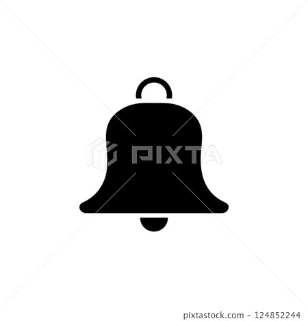 Notification Jingle Bell, Alarm Handbell Solid Flat Vector Icon Isolated on White Background 124852244