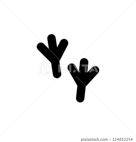 Bird Feet, Turkey Trail, Footprints Track Solid Flat Vector Icon Isolated on White Background Bird Feet, Turkey Trail, Footprints Track Solid Flat Vector Icon Isolated on White Background 124852254