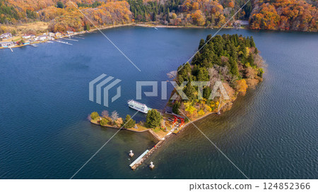 野尻湖（琵琶島、弁天島）上空無人機拍攝 深秋 / 長野郡信濃町 124852366
