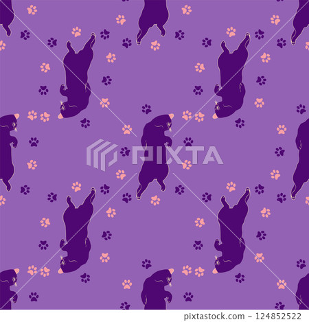 Mystical seamless pattern of cats in boho style, silhouette collection. Witchcraft and magic Mystical seamless pattern of cats in boho style, silhouette collection. Witchcraft and magic 124852522