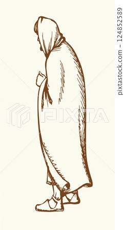 Vector drawing. Ancient man. Side view Vector drawing. Ancient man. Side view 124852589