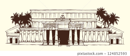 Vector Drawing. Ancient Egyptian Palace 124852593