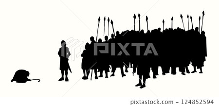 Vector drawing. Many strong soldiers 124852594