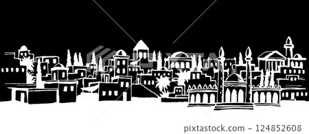 Vector drawing. Old arabic city 124852608