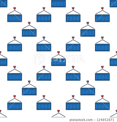 Blue Shipping Container vector colored seamless pattern - logistics background Blue Shipping Container vector colored seamless pattern - logistics background 124852871