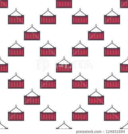 Red Shipping Container vector concept seamless pattern 124852894
