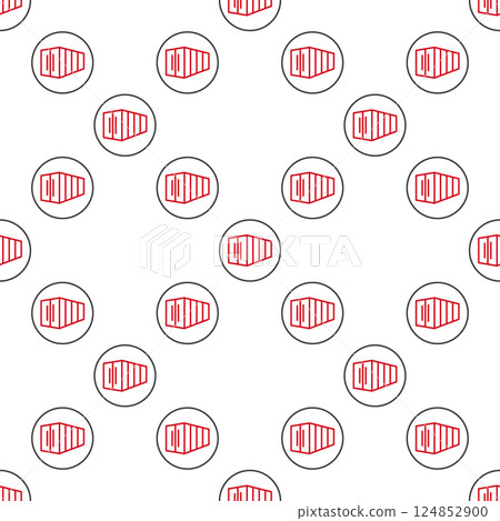 Shipping Container vector round seamless pattern in modern line style 124852900