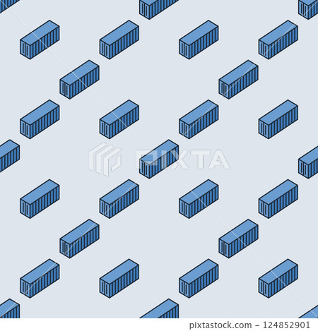 Shipping Container blue seamless pattern - vector transportation background 124852901