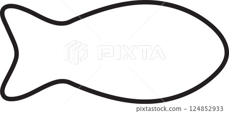 vector illustration, silhouette of a fish, simple linear icons, doodle and sketch style, hand-drawn, isolated on a white background 124852933