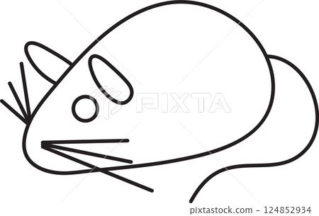 vector illustration of a cat toy, small mouse toy, simple linear icons, doodle and sketch style, hand-drawn, isolated on a white background 124852934