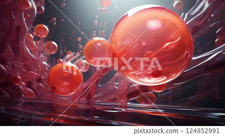 Glossy translucent red spheres floating in...-插圖素材 [124852991] - PIXTA圖庫