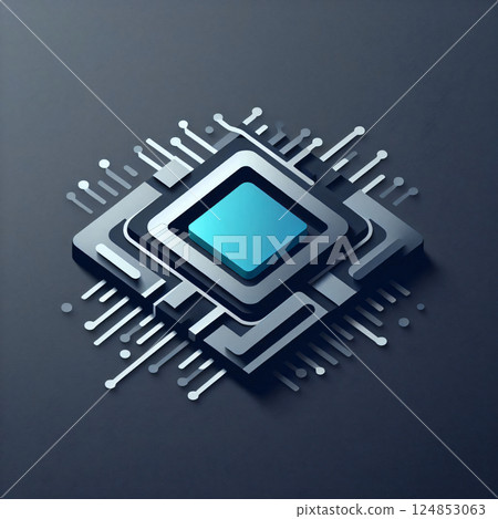 Computer Chip Dark Background Minimalistic Style Illustration 124853063