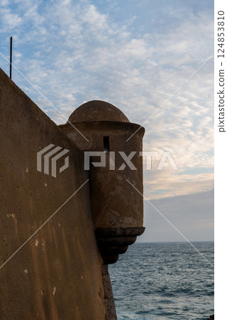 View of the fort of Sao Jorge de Oitavos standing against the backdrop of the sea in Cascais 124853810