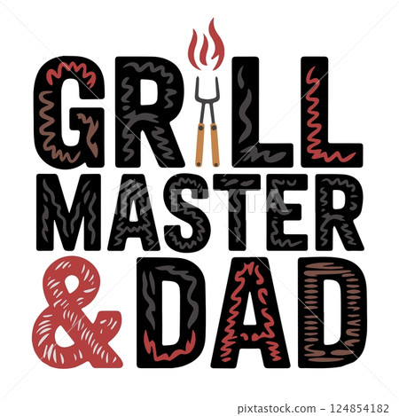 Grill Master Dad Vector Art - BBQ Lover EPS Design 124854182