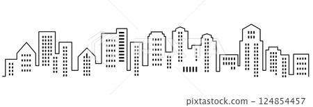 Vector city silhouette with windows 124854457