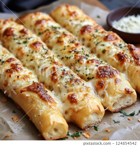Mouthwatering pizza topped with rich cheese and savory sauce cooked to golden perfection 124854542