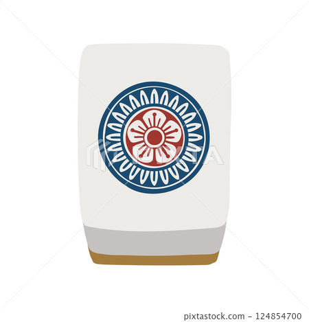 麻將牌的手繪插圖 124854700