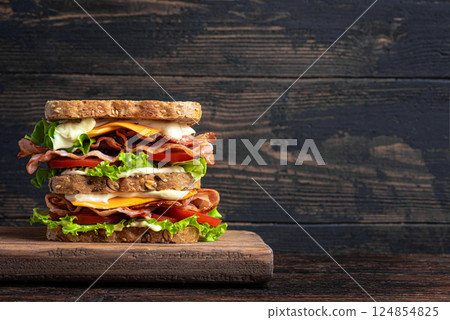 Double BLT sandwich with cheese Double BLT sandwich with cheese 124854825