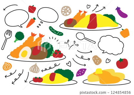 Cute Western food speech bubble arrow set 124854856