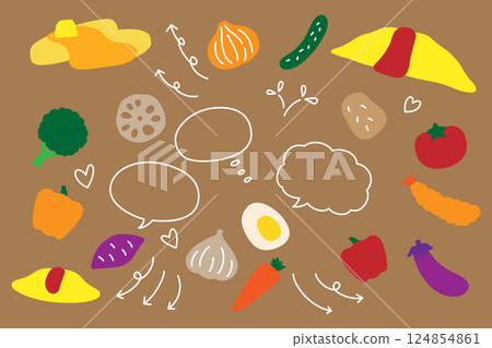 Cute food speech bubble arrow set Cute food speech bubble arrow set 124854861