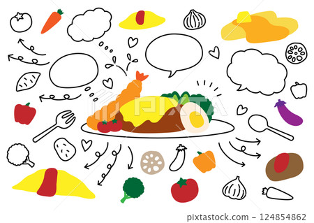 可愛的食物語音泡沫箭頭集 124854862