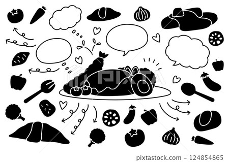 可愛的食物語音泡沫箭頭集 124854865
