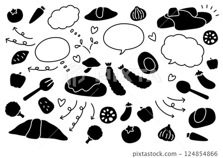 Cute food speech bubble arrow set 124854866