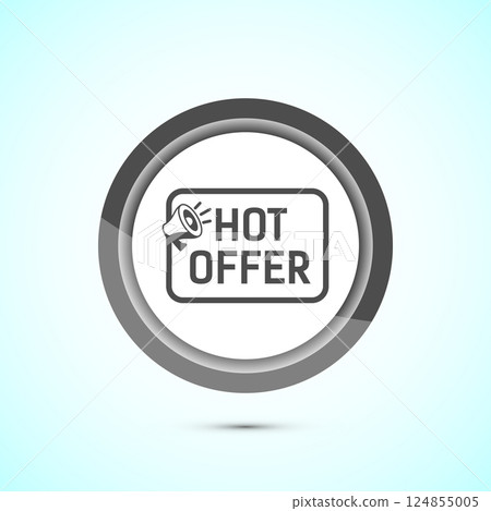 Hot offer icon design illustration. Hot sale, Hot offer label sign symbol, Button design 124855005