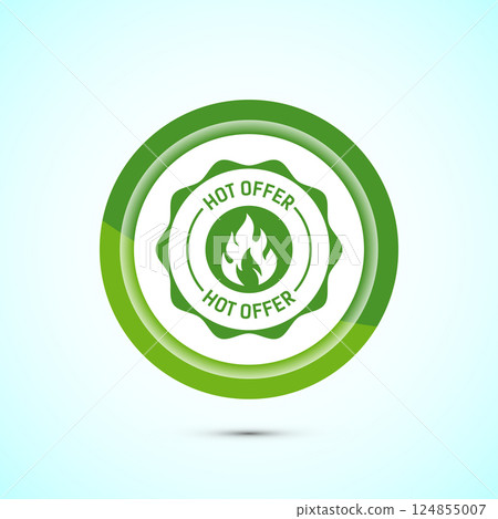 Hot offer icon design illustration. Hot sale, Hot offer label sign symbol, Button design Hot offer icon design illustration. Hot sale, Hot offer label sign symbol, Button design 124855007