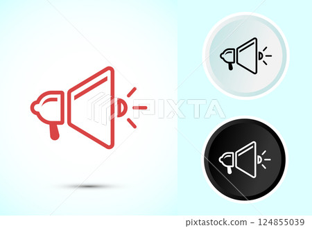 Megaphone icon design illustration, Loudspeaker icon, Shout announce sign symbol in color black and white 124855039