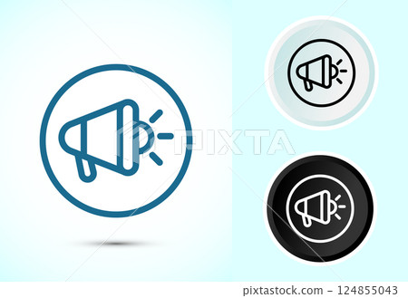 Megaphone icon design illustration, Loudspeaker icon, Shout announce sign symbol in color black and white Megaphone icon design illustration, Loudspeaker icon, Shout announce sign symbol in color black and white 124855043