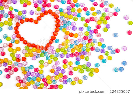 Background heart made of colored acrylic beads. Valentynes day Background heart made of colored acrylic beads. Valentynes day 124855097