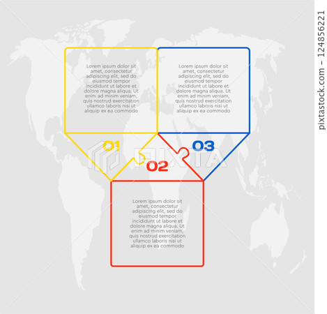 Three steps line infographic, puzzle timeline 124856221
